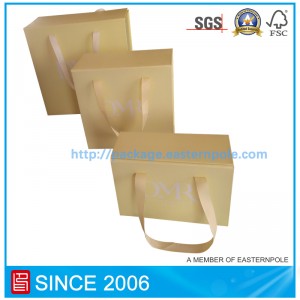 กล่องบรรจุภัณฑ์ตราประทับแม่เหล็กสีเหลืองพับเก็บได้