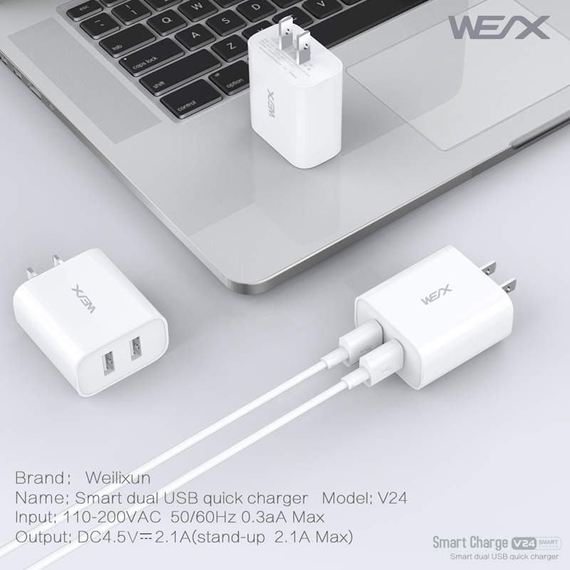 ติดตั้งเครื่องชาร์จผนังเครื่องชาร์จ USB เครื่องชาร์จอย่างรวดเร็วและสองพอร์ตชาร์จ