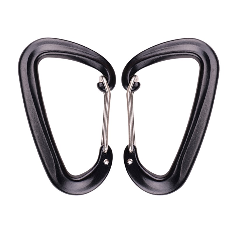 ตะขอกลางแจ้งปีนหน้าผาตั้งแคมป์หลักล็อค carabiner สลักกลางแจ้งด่วนด่วนตกอย่างรวดเร็วอุปกรณ์ความปลอดภัยล็อคละเอียดหลุม D ประเภท 304 สแตนเลสสปริงบาร์ล็อคล็อคหลักการบินอลูมิเนียม