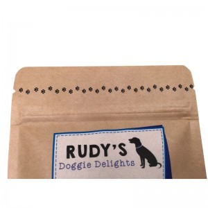 ซิปเคลือบกระดาษคราฟท์ยืนขึ้นถุงที่มีหน้าต่างสำหรับขนมสุนัข