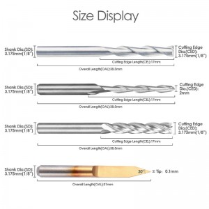 ชุดดอกเอ็นมิลล์แบบรวมชุดซีเอ็นซีเราเตอร์บิตตัดตัดมิลลิ่งเครื่องมือ (4 ประเภทแต่ละ 10 ชิ้น) รวมถึงจมูกแบน / ปลายจมูกบอล, 30 ° V แก...