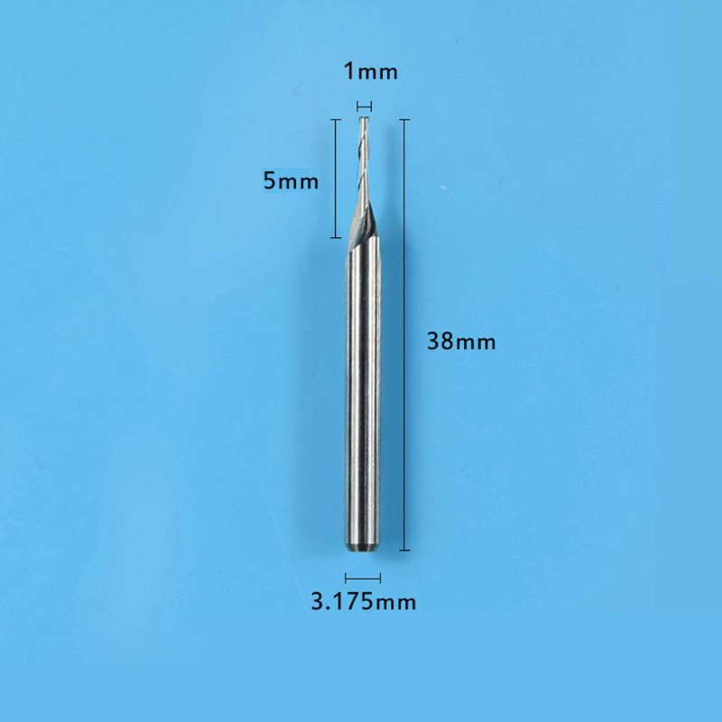 คาร์ไบด์มิลลิ่งบิต, ขลุ่ยคู่เกลียวคาร์ไบด์จมูกแบน Mill End CNC Router บิต 1 มม. ตัด Dia