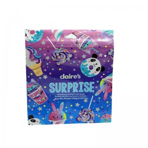 ซีลความร้อนรูปร่างที่กำหนดเองพิมพ์สดใสเป็นมิตรกับสิ่งแวดล้อม 3 ด้านถุงของเล่นประทับตรา