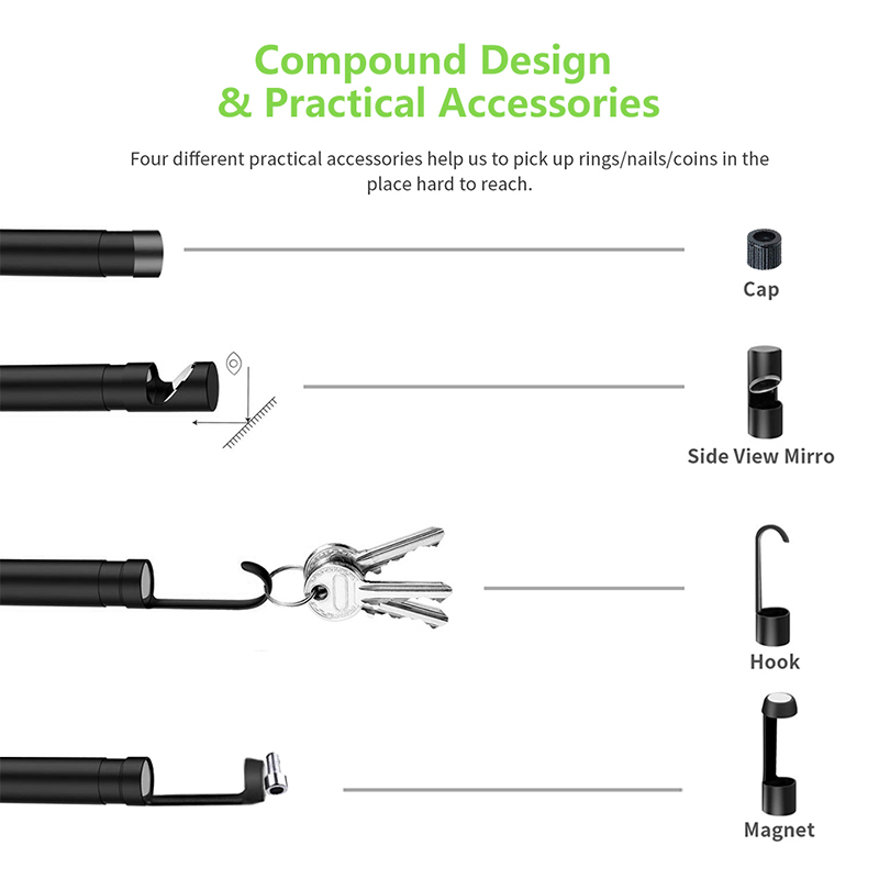 Endoscope ไร้สาย 2.0 ล้านพิกเซล HD WiFi Borescope ตรวจสอบกันน้ำงู Camerafor Android, iOS และ Windows, iPhone, Samsung, แท็บเล็ต, Mac