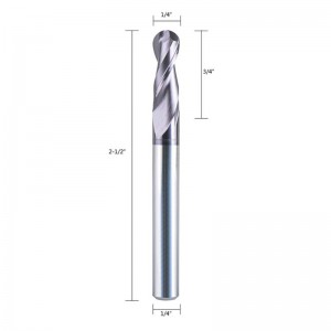 บอลจมูกคาร์ไบด์ End Mill CNC ตัดเราเตอร์บิตคู่ขลุ่ยเกลียวมิลลิ่งเครื่องมือ 1/4 นิ้วก้านกับ 3 นิ้วกว่าความยาว