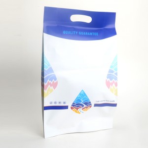 ถุงอาหารสัตว์เลี้ยงอลูมิเนียมฟอยล์พลาสติกถุงก้นแบนที่มีรูแขวนตายตัดที่จับ