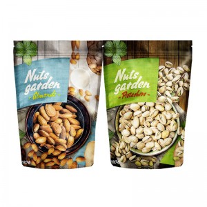 กระเป๋ามีซิปกระดาษคราฟท์ยืนขึ้นบรรจุภัณฑ์อาหารถุง Ziplock Doypack พิมพ์แบบกำหนดเอง