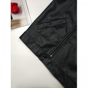 แจ็คเก็ตหนัง PU สีดำชาย RLMPJ0001