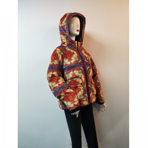 LADIES 'COLORED PRINTED PUFFER COAT RLWC0002