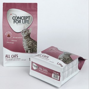 ถุงพลาสติกด้านล่างแบนพร้อมซิปแปดข้างถุงพลาสติกปิดผนึกสำหรับบรรจุภัณฑ์ถุงอาหารสัตว์เลี้ยง