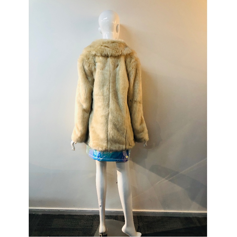 LADIES 'BEIGE FUR COAT RLWF0004