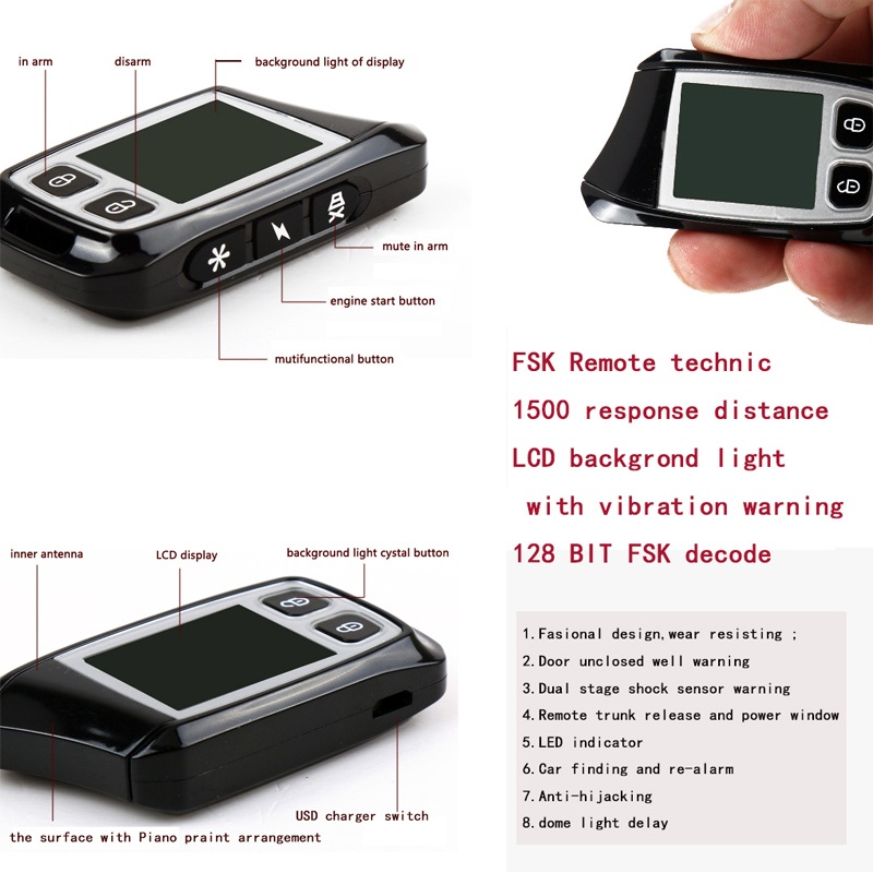 ตัวจับรหัสรถพร้อม FSK ตัวส่งสัญญาณจอแอลซีดี FSK สองตัวระยะไกล 500m