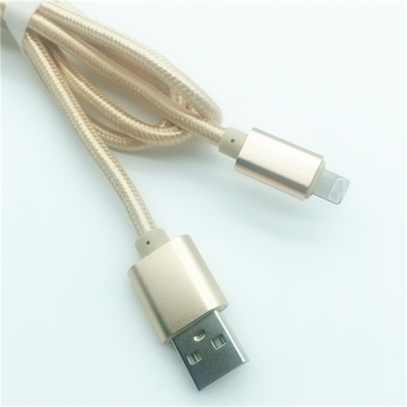 KPS-1005CB 8PIN ร้อนขาย 1 เมตรไนลอนถัก 2.4A อย่างรวดเร็วชาร์จ usb สายเคเบิลข้อมูล