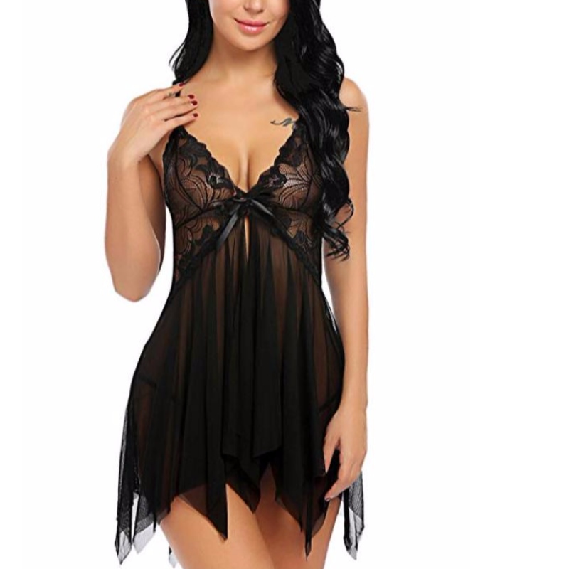 ผู้หญิงเซ็กซี่ชุดชั้นในลูกไม้ Babydoll คอ V ชุดนอนสาย Chemise ในหลายสีกุหลาบทีม