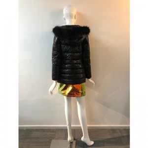 LADIES 'SHINY PUFFER COAT สีดำ RLWPC0082