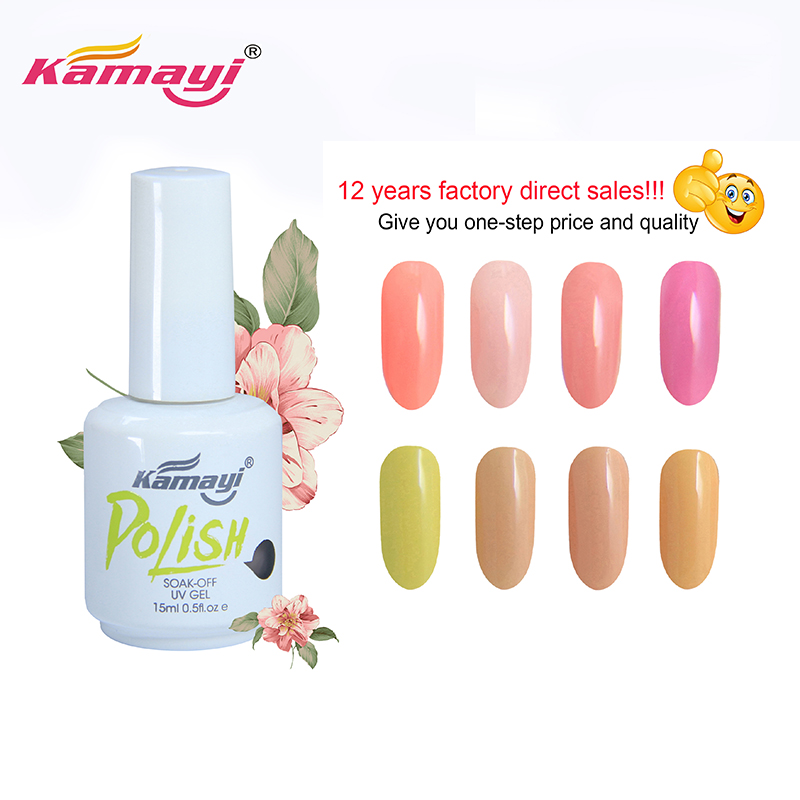 kamayi เจลทาเล็บ New Almond Blossom Color 3 ขั้นตอนยูวีเจลขัดเงา