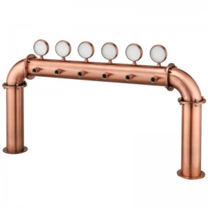 อุปกรณ์จำหน่ายเบียร์บาร์ร้านอาหารไวน์คุณภาพสูงคอลัมน์ 6 หลุมประตูแบบไวน์ทาวเวอร์พร้อมหลอดไฟ PVD