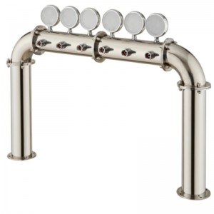 อุปกรณ์จำหน่ายเบียร์บาร์ร้านอาหารไวน์คุณภาพสูงคอลัมน์ 6 หลุมประตูแบบไวน์ทาวเวอร์พร้อมหลอดไฟ PVD