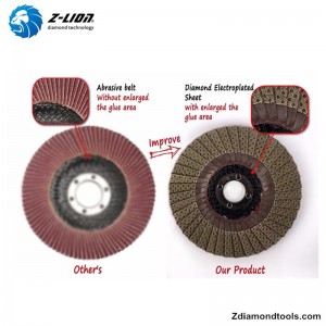 ZLION ZL-WMC65 5 นิ้ว Elecrtroplated Diamond Grinding Flap Disc สำหรับคอนกรีต, เซรามิก, แก้ว