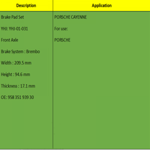 ผ้าเบรค (OE: 958 351 939 30)