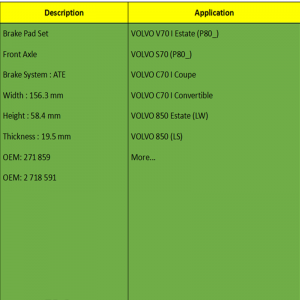 ผ้าเบรค (OE: 271 859, OE: 2 718 591)