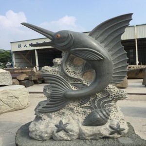 งานแกะสลักและประติมากรรมหินปลาโลมาไดโนเสาร์ขนาดใหญ่งานศิลปะงานฝีมือที่บริสุทธิ์ตามธรรมชาติ