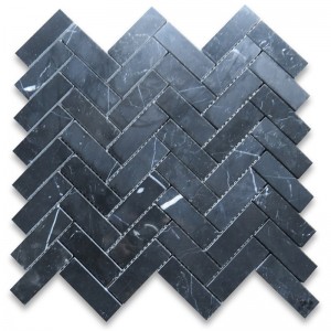 กระเบื้องโมเสคก้างปลา Nero marquina 1x3