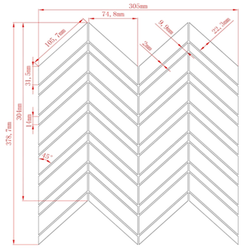 Carrara bianco honed chevron กระเบื้องโมเสคพื้นผนังหินอ่อน