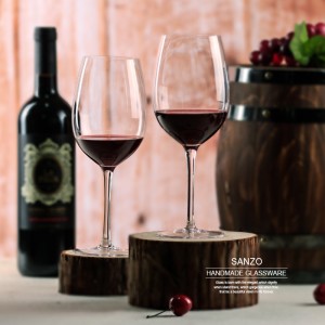 SANZO อะคริลิลอยแก้วไวน์มือทาสี Stemless แว่นตาถ้วย F Rosted จดหมายรูปลอก Handblown