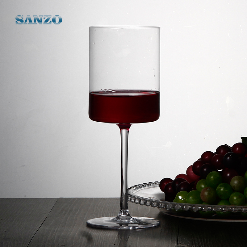 SANZO ก้านดำแก้วไวน์แฮนด์เมดตะกั่วคริสตัลฟรีแว่นตาหนาชนบท