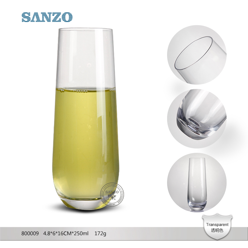 SANZO ขลุ่ยแชมเปญดำก้านที่กำหนดเองที่ชัดเจนแชมเปญขลุ่ยพลาสติกแชมเปญ