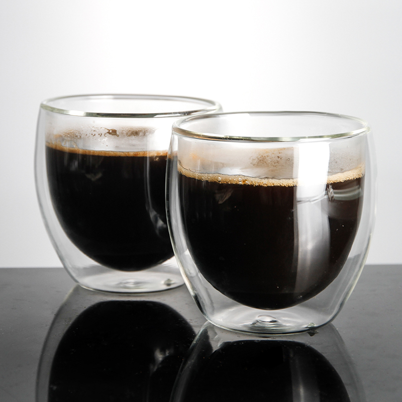 Sanzo แฮนด์เมดทนความร้อน Borosilicate แก้วใสคู่ผนังถ้วยกาแฟแก้วถ้วยชาถ้วยกาแฟ 350 มิลลิลิตร