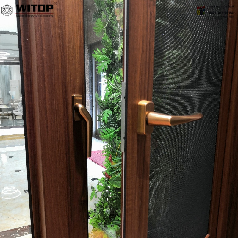 กระจกประตูอลูมิเนียมเคลือบสีโพลาไรซ์ด้วยการออกแบบตะแกรงหน้าต่างเหล็ก