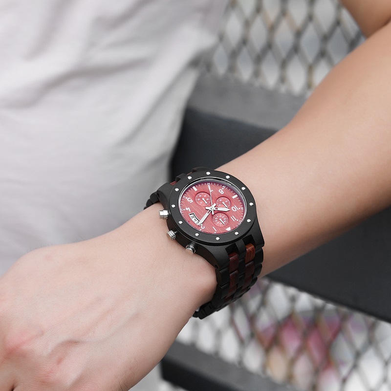 ไม้นาฬิกาผู้ชายผู้หญิงนาฬิกาข้อมืออัตโนมัติไม้โลหะสมดุลล้อนาฬิกาRelógio