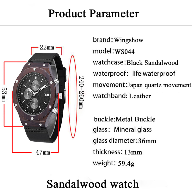 นาฬิกาข้อมือผู้ชาย Wood Watch Vintage Quartz Movement นาฬิกา