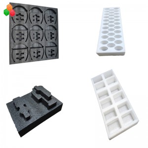 แม่พิมพ์ที่กำหนดเองตายตัดแพ็ค epe ภายในโฟมกันกระแทกที่มีสีสัน epe โฟมแทรกสำหรับบรรจุภัณฑ์ขวดไวน์วัสดุ