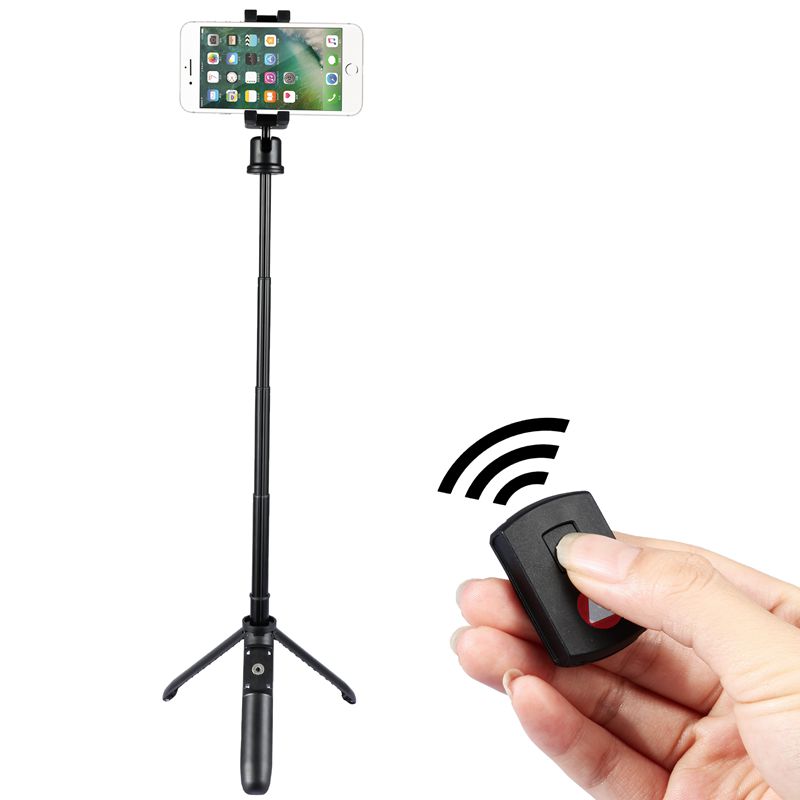 KINGJOY 5 ส่วน Mini Selfie Stick พร้อมขาพับเปลี่ยนเป็นขาตั้งกล้องพร้อมการควบคุมบลูทู ธ