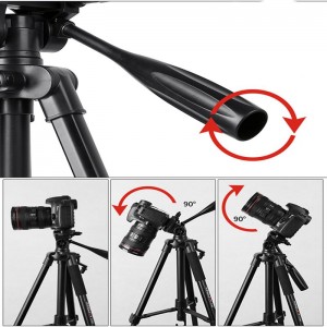 KINGJOY ขาตั้งกล้องวิดีโอล็อคที่มีน้ำหนักเบา VT-860 พร้อมหัวสามทาง