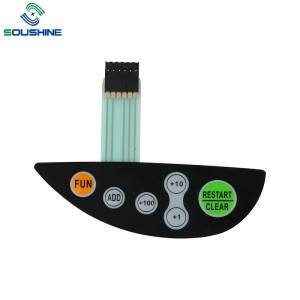 OEM ที่มีคุณภาพสูง 6 ปุ่มนูนปุ่มกดเมมเบรนที่มีการเชื่อมต่อ