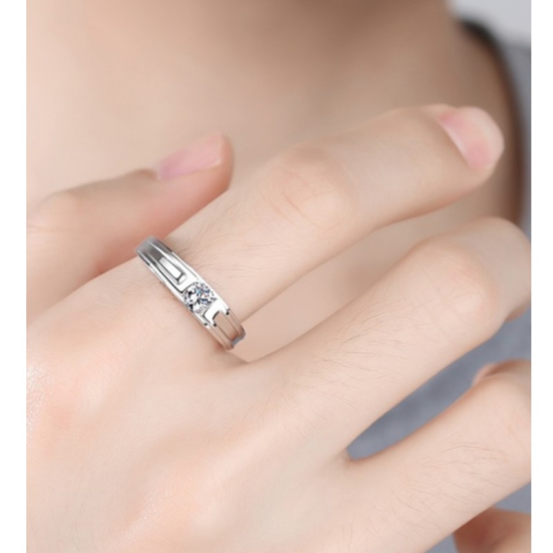 แหวนผู้ชายเล็กแหวนลูกบาศก์เซอร์โคเนียชายแหวนหมั้น 925 สเตอร์ลิงแหวนเงินสัญญาสำหรับบุรุษบุรุษแหวนแต่งงาน