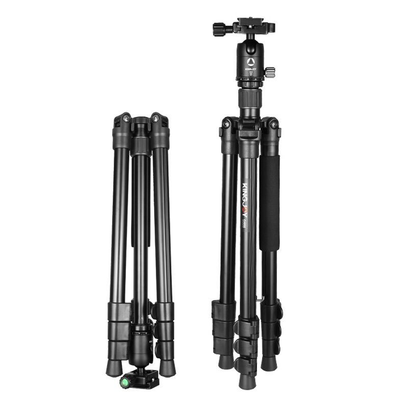 KINGJOY G555 61.5 นิ้ว / 156 ซม. พลิกล็อคขาตั้งกล้อง Monopod Kit, ขาตั้งกล้องพกพาน้ำหนักเบาพร้อมหัวบอล 360 °แบบพาโนรามา + 1/4 