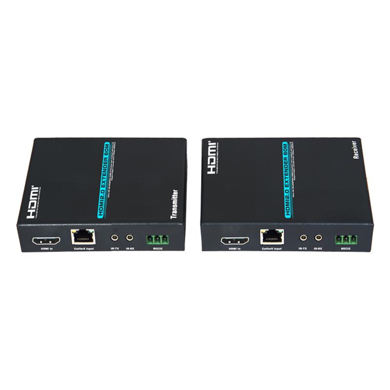 V2.0 ตัวขยาย HDMI 60 มม. มากกว่า cat5e / 6 สายเคเบิลรองรับ 4Kx2K @ 60Hz HDCP2.2 น้ำตกหลายตัวรับ