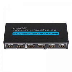 V2.0 HDMI 2x4 Switch \/ Splitter รองรับ 3D Ultra HD 4Kx2K @ 60Hz HDCP2.2