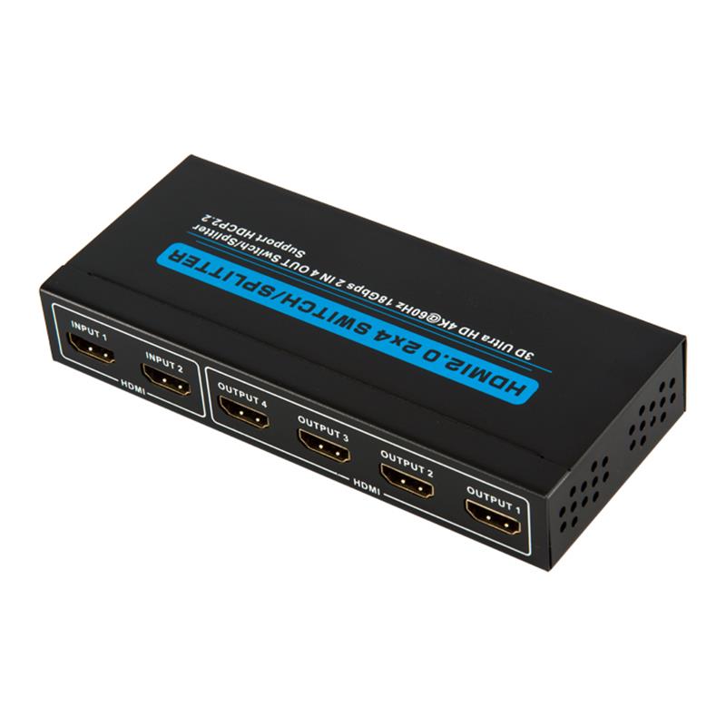 V2.0 HDMI 2x4 Switch / Splitter รองรับ 3D Ultra HD 4Kx2K @ 60Hz HDCP2.2