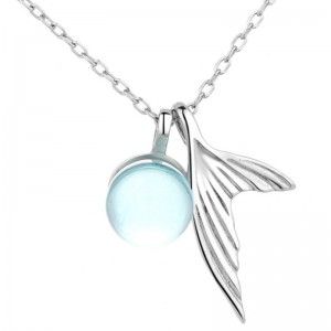 สร้อยคอพลอยสีม่วงประดับเพชรสวิสเงินแท้ 925