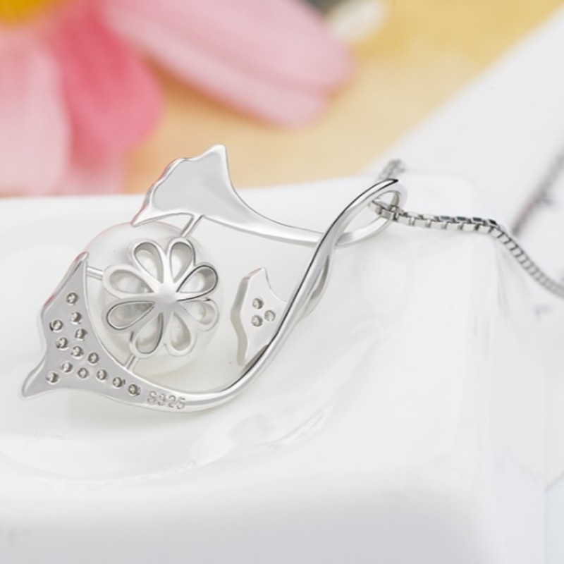 สร้อยคอจี้มุกมุกสีขาวทอง 14k สำหรับผู้หญิงเงินแท้ 925
