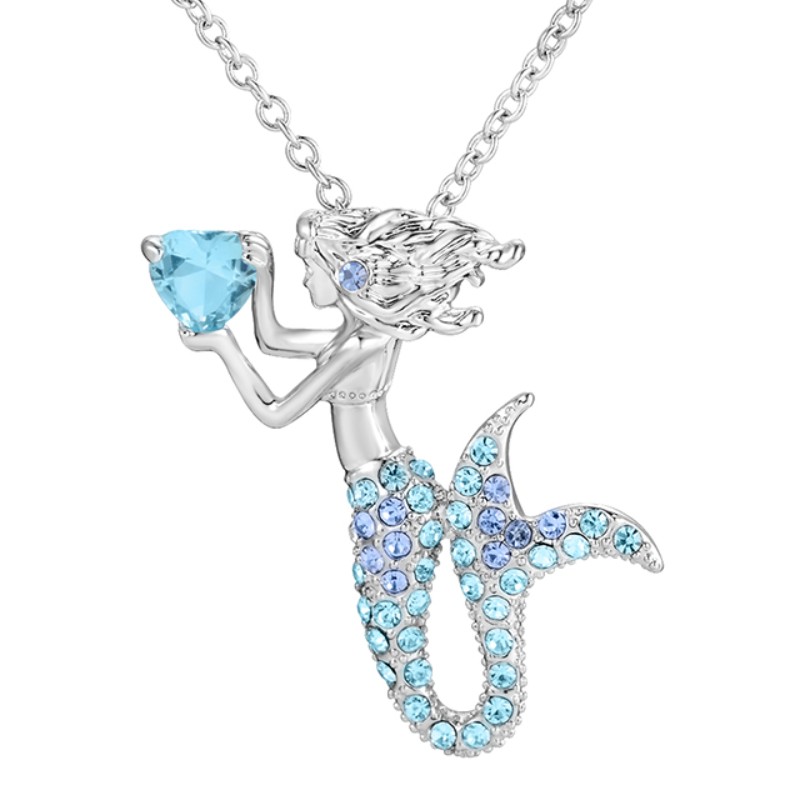 จี้หัวใจนางเงือกจี้พลอยสีชมพูสำหรับผู้หญิง 14k ทองเงินแท้ 925 18k กุหลาบทอง