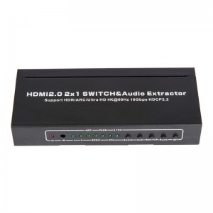 V2.0 HDMI 2x1 Switcher & Audio Extractor รองรับ ARC Ultra HD 4Kx2K @ 60Hz HDCP2.2 18Gbps