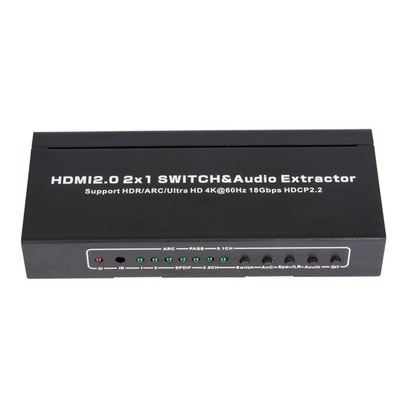 V2.0 HDMI 2x1 Switcher & Audio Extractor รองรับ ARC Ultra HD 4Kx2K @ 60Hz HDCP2.2 18Gbps