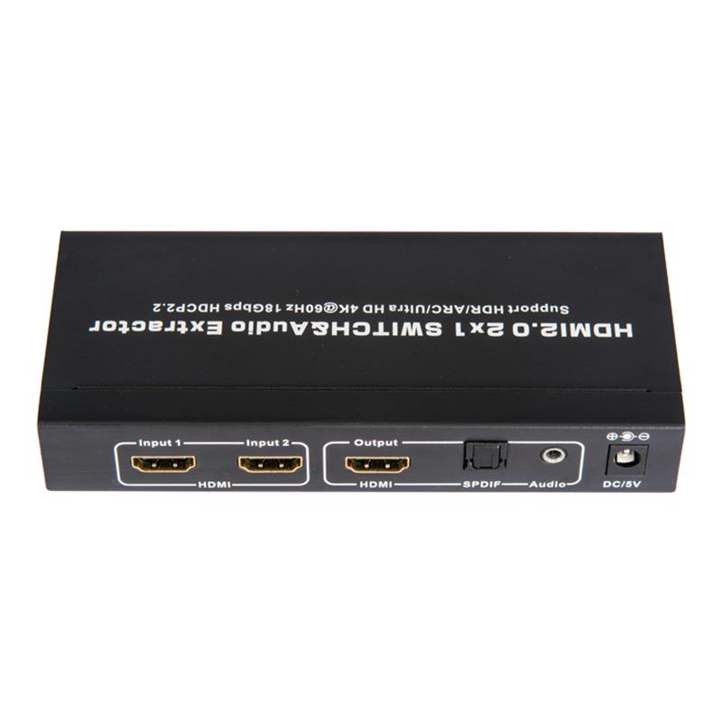V2.0 HDMI 2x1 Switcher & Audio Extractor รองรับ ARC Ultra HD 4Kx2K @ 60Hz HDCP2.2 18Gbps